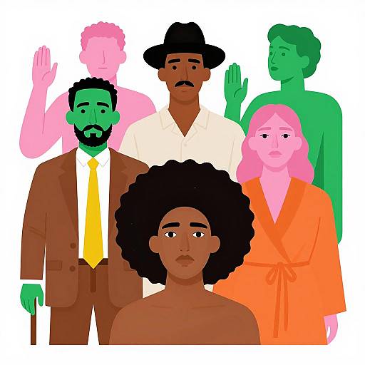 Vibrant Mixed-Race Group Illustration