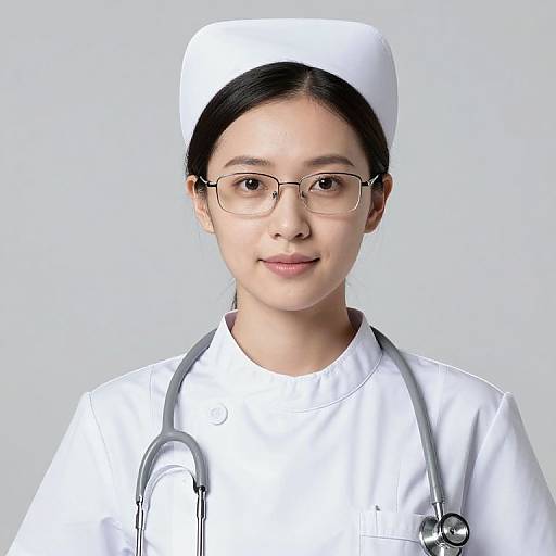 Female Nurse with Glasses and Stethoscope