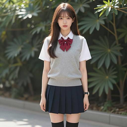 Stylish Asian Woman in Nature