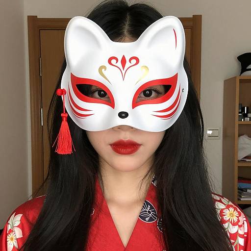 Elegant Woman in Fox Mask Portrait