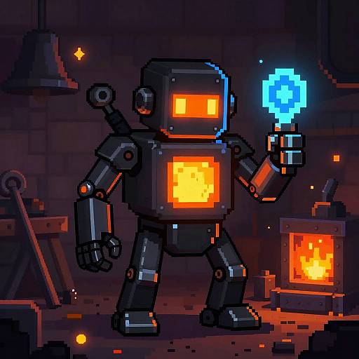 Pixel Art Robotic Blacksmith Forge