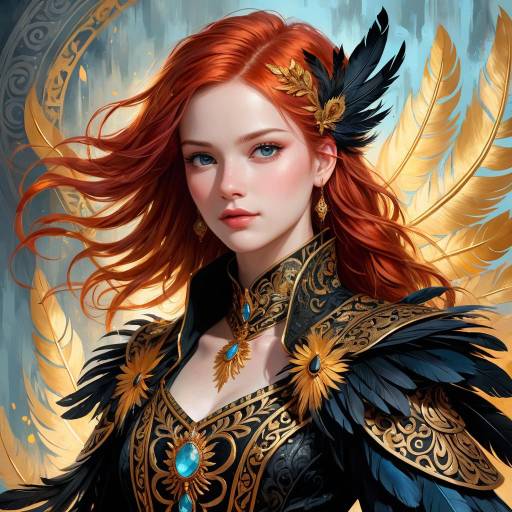Elegant Fantasy Portrait of Fiery Woman