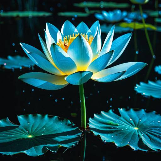 Bioluminescent Lotus Flower on Water Bioluminescent Lotus Flower on Water