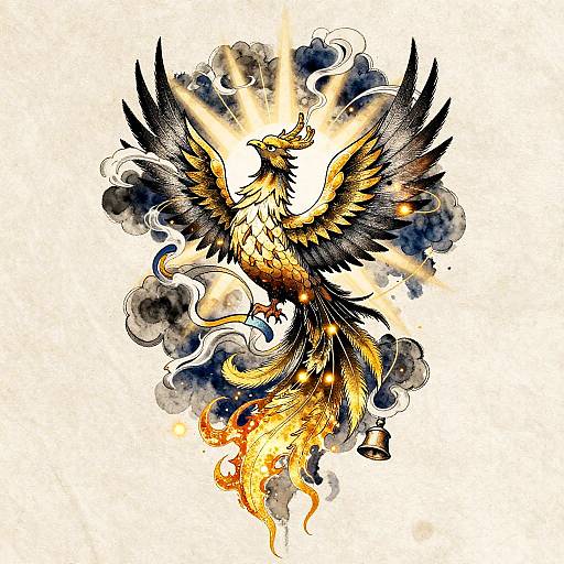 Intricate Phoenix Anime Tattoo Design