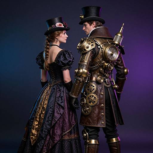 Steampunk Couple in Mechanical Attire