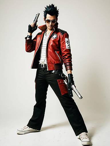 Man in Travis Touchdown Cosplay Costume