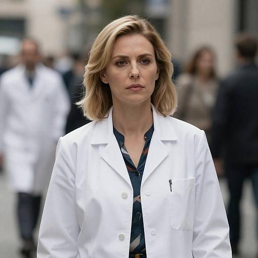 Serious Blonde Professional in Urban Clinic