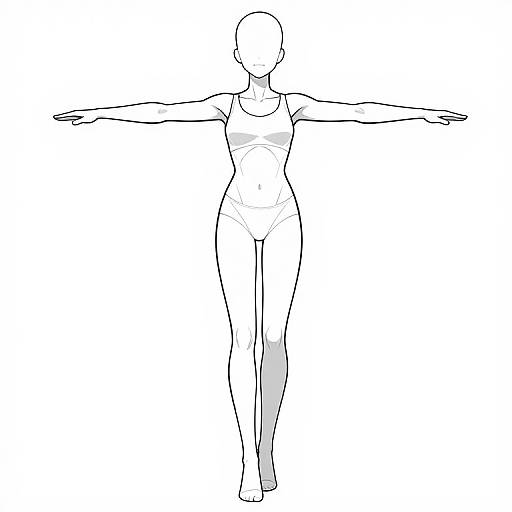 Female T-Pose Comic Line Art