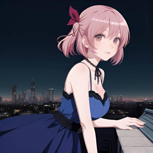 Ultra-Detailed Anime Girl in City Night