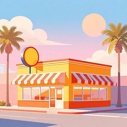 90's LA Fastfood Abstract Line Art