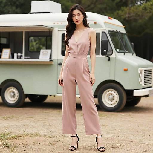 Athletic Woman in Dusty Rose Jumpsuit