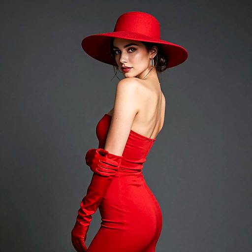 Elegant Woman in Red Dress Portrait