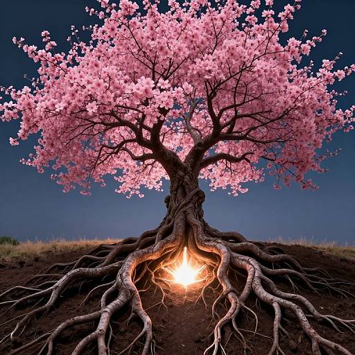 Surreal Gravity-Defying Blossom Tree