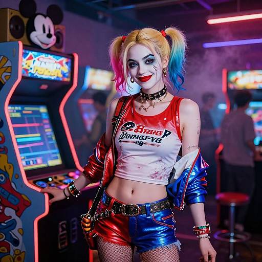 Cyberpunk Harley Quinn in Arcade