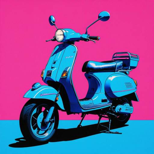 Neon Blue Motor Scooter Pop Art