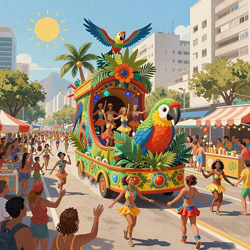 Vibrant Hand-Drawn Rio Carnival Parade