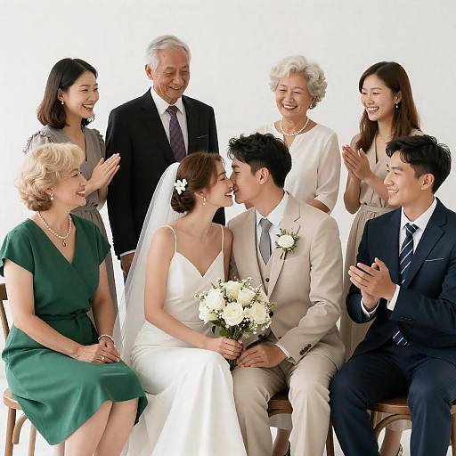 Joyful Wedding Celebration with Diverse Guests