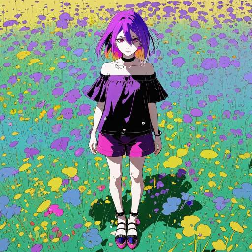Serene Girl in a Meadow Scene