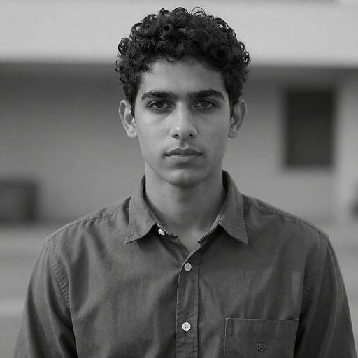 Candid Portrait of Young Man in B&W