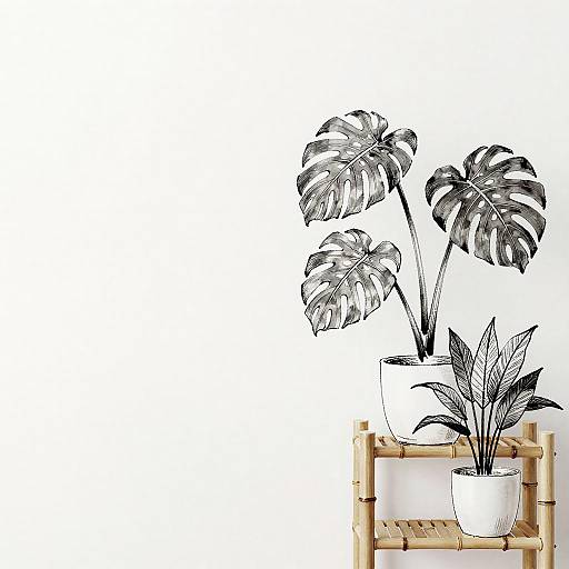 Minimalist Sumi Ink Tropical Plants