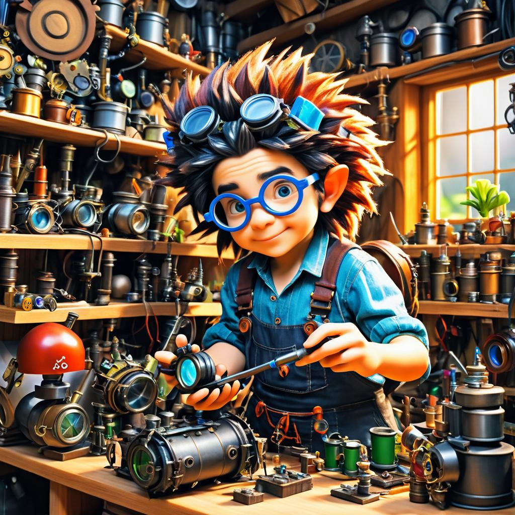 Inventive Gnome in a Whimsical Workshop