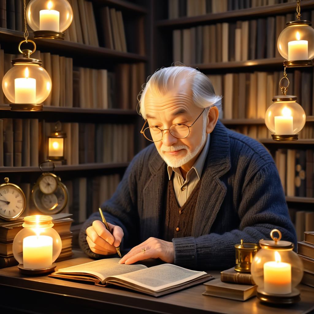 Elderly Man in a Cozy Study