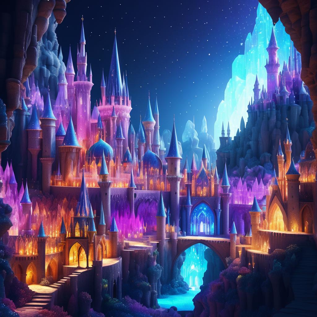 Enchanting Crystal Fortress in a Cavern