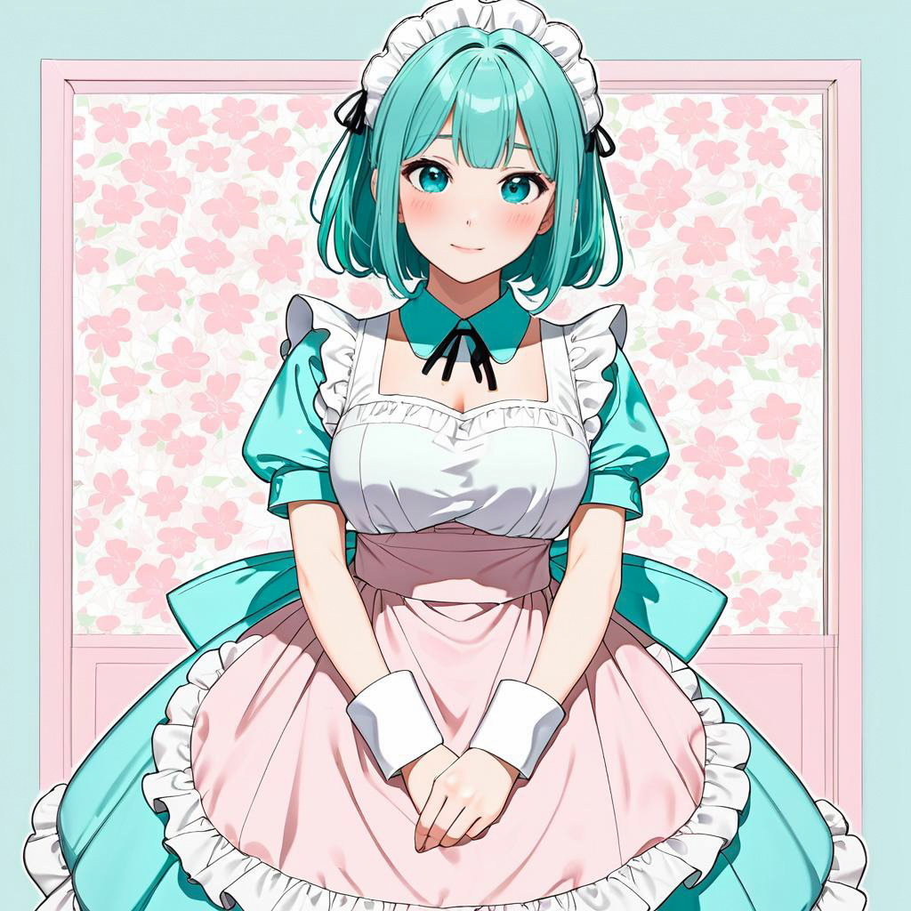 Shy Twin Maid with Teal Hair