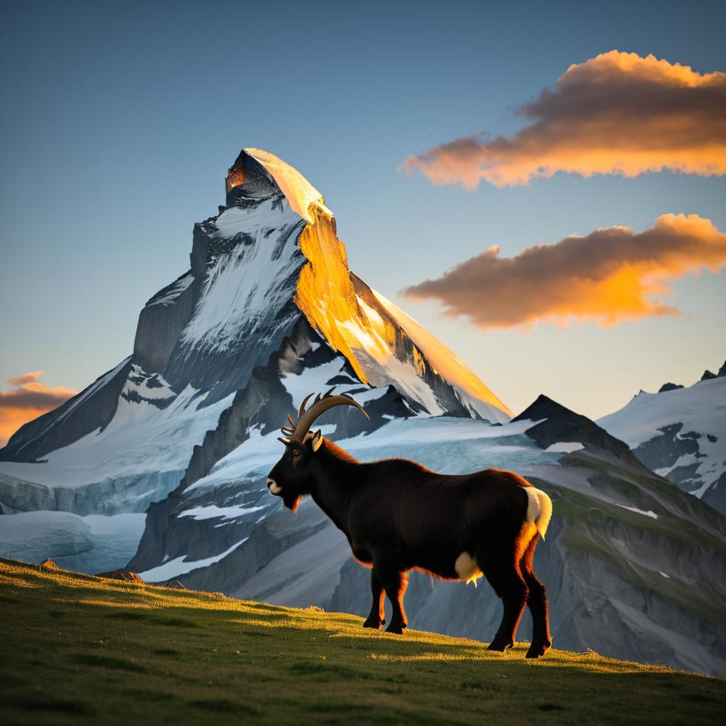 Majestic Matterhorn Sunset with Mountain Goat