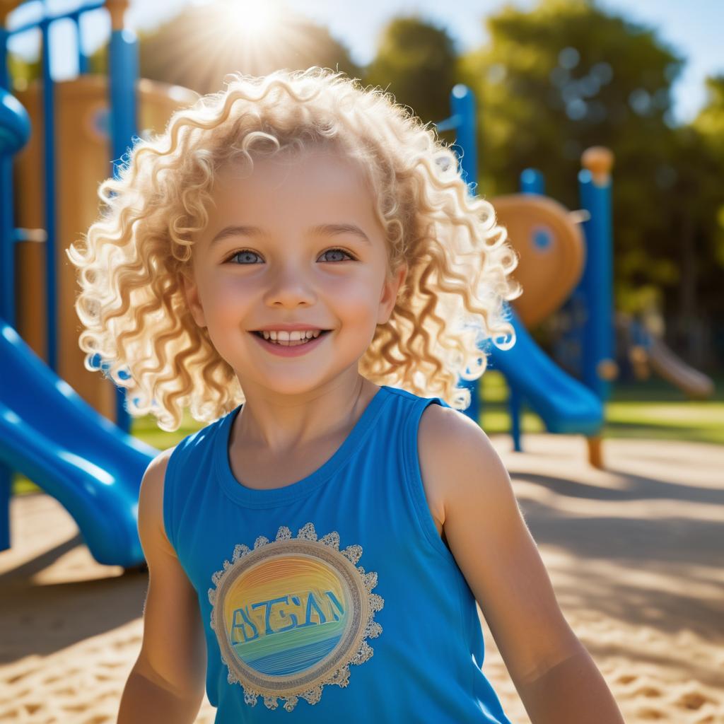 Joyful Child in a Sunny Playground