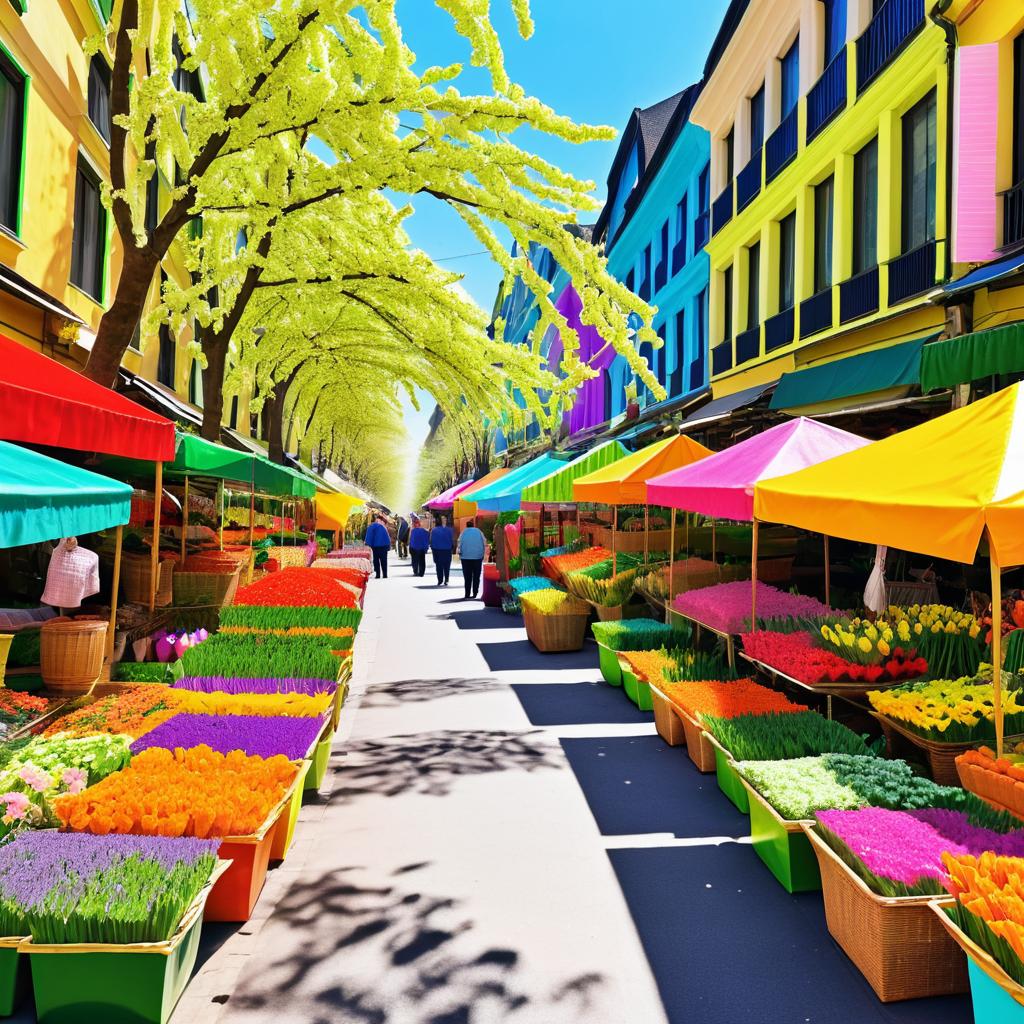 Vibrant Spring Street Market Scene