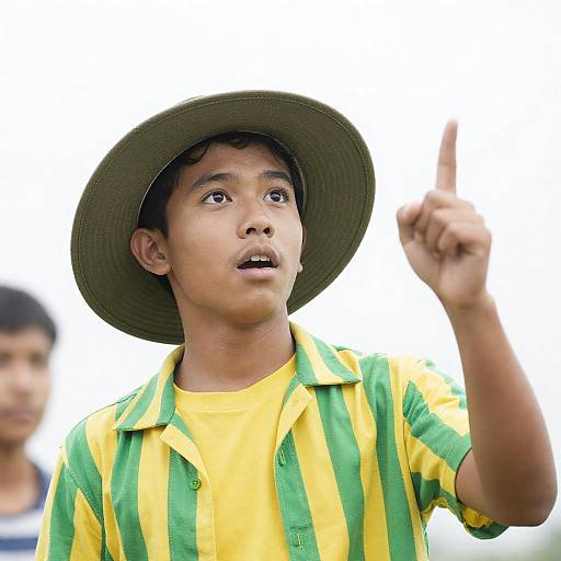 Surprised Young Man in Green Hat