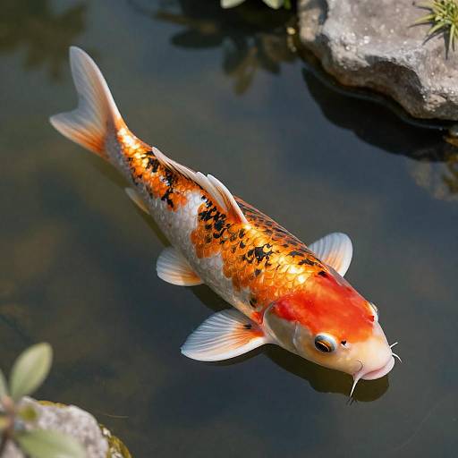 Serene Koi Portrait in Zen Pond