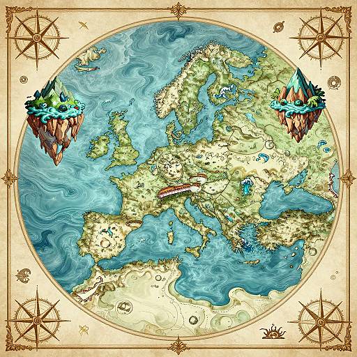 Enchanted Sea Fantasy Map Art