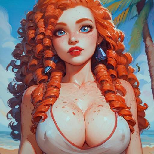 Freckled Beauty Under a Palm Tree
