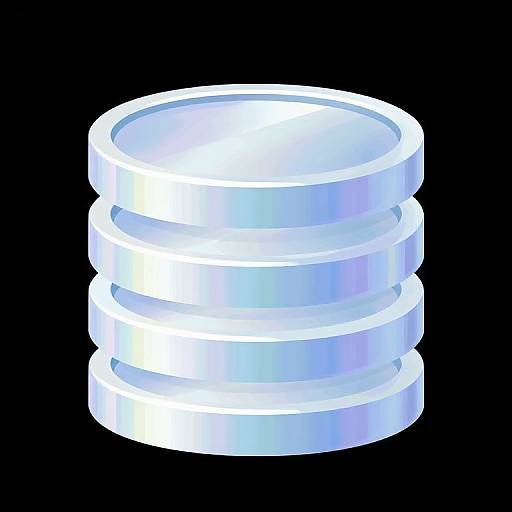 Digital illustration of a glowing, transparent, cylindrical stack of five illuminated disks against a black background. Bright white light emits from each disk's edges.
