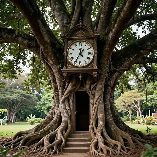 Enchanted Tree with Vintage Clock