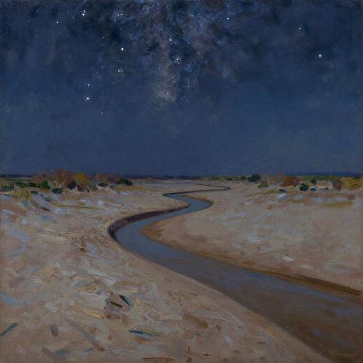 Impressionist Starry Night Over Sandy Riverbeds