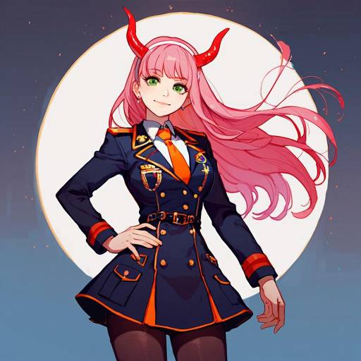 Enchanting Girl in Military Uniform