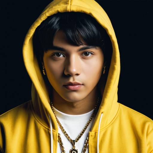 Young Man in Yellow Hoodie with Jewelry