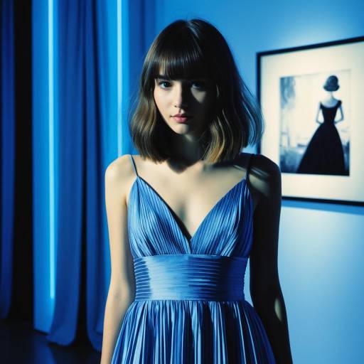 Teen Girl in Blue Evening Gown with Curtain Bangs