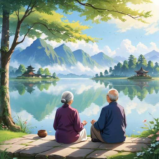 Serenity by the Lakeside: Elderly Reflection Serenity by the Lakeside: Elderly Reflection