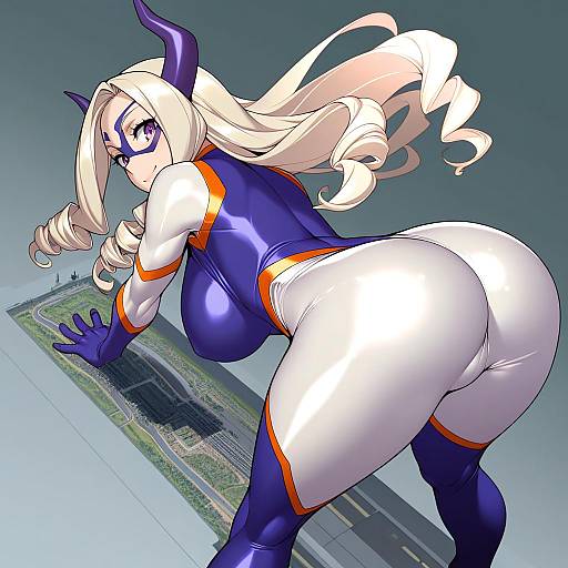 Illustration of Mount lady, boku no hero academia in the style of Tomoyuki kotani