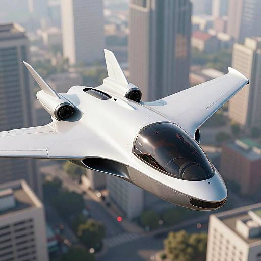 Futuristic Sleek Flying Vehicle