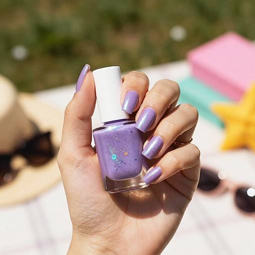 Summer Purple Nails with Accessories