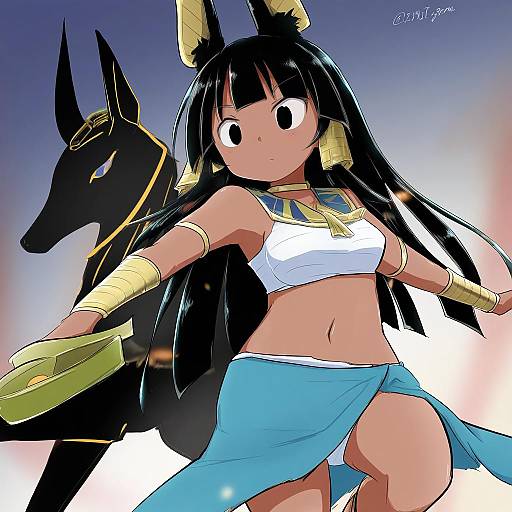 Illustration of Anubis (mythology), egyptian mythology in the style of Taurine 8000mg