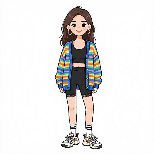 Smiling Woman in Casual Streetwear