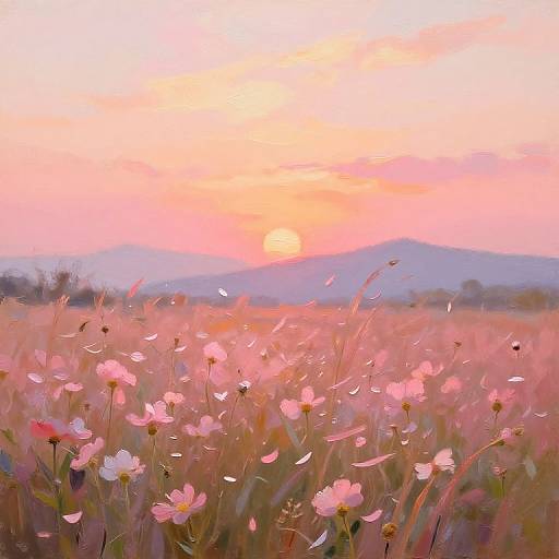 Impressionist Gracidea Field at Sunset