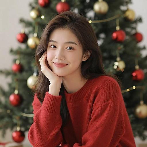 Cozy Holiday Portrait of Young Woman