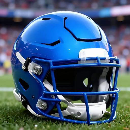 Hyper-Realistic Metallic Blue Football Helmet